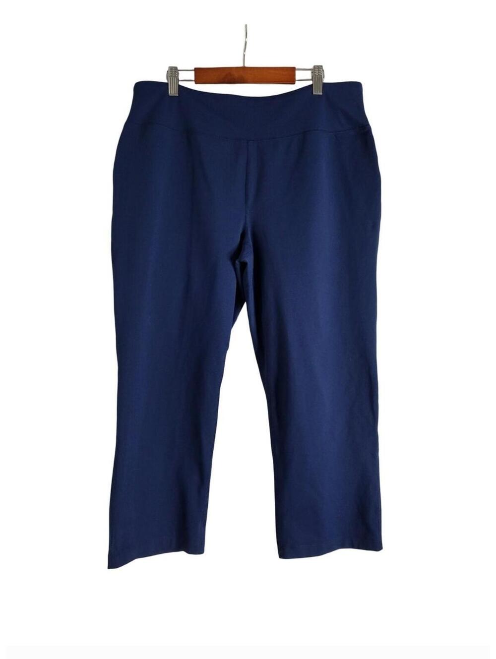 Lands Ends Starfish Navy Pull-on Capri Pants Comfortable Elastic Waistband Sz L